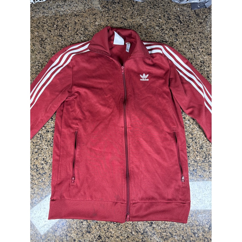 Adidas Originals Firebird Track Jacket Mens Small Burgundy Red White 3-Stripes